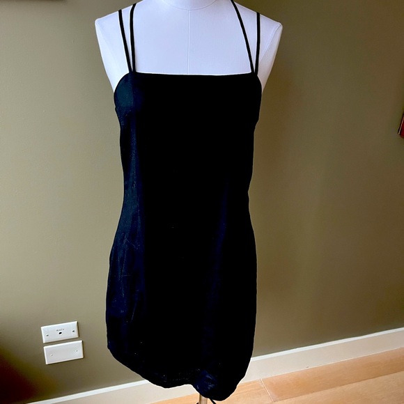 Black linen mini shift dress - Picture 1 of 2